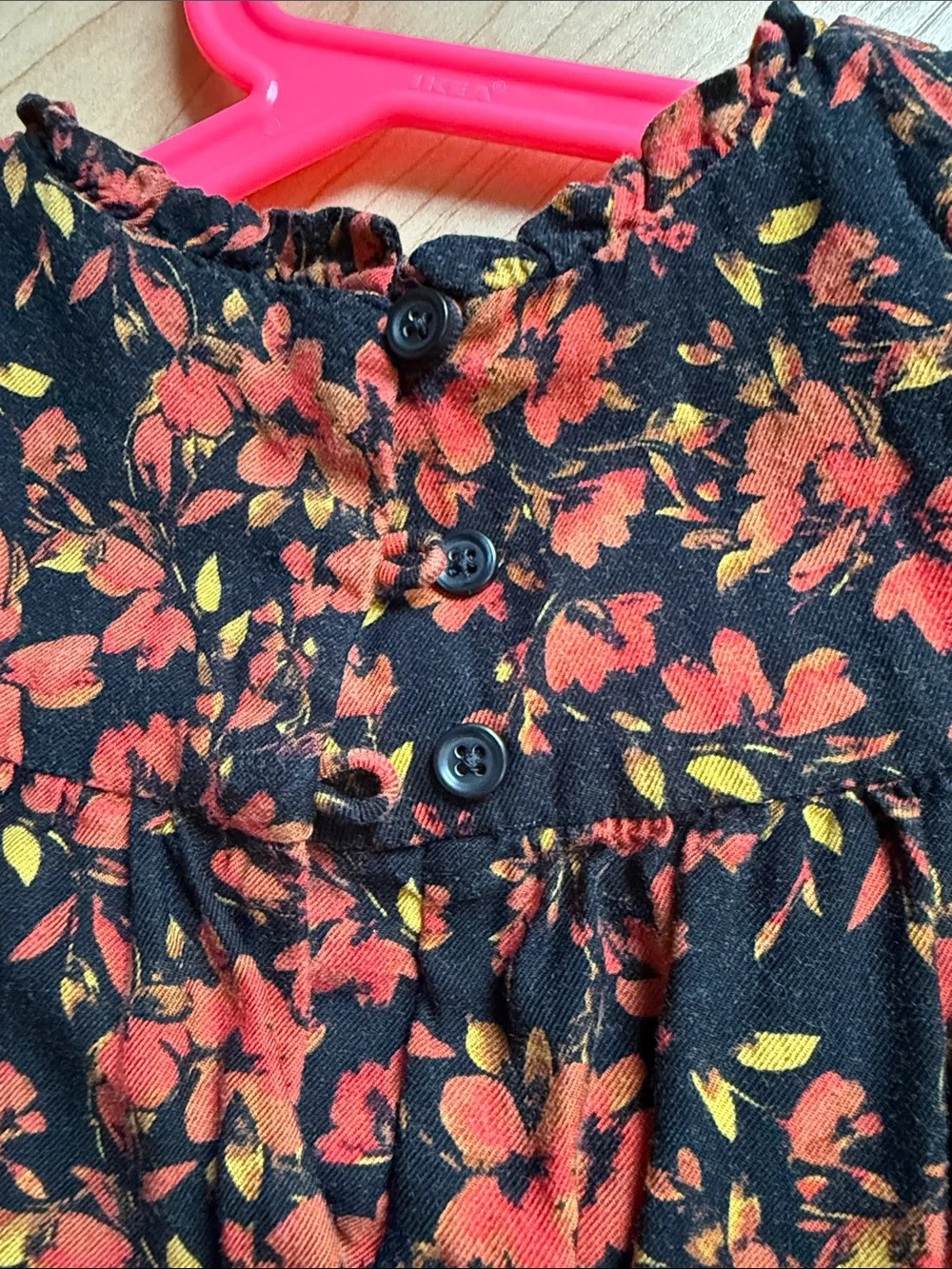 Baby GAP Toddler Girl Black Red Orange Floral Long-Sleeve Dress Sz 18-24M